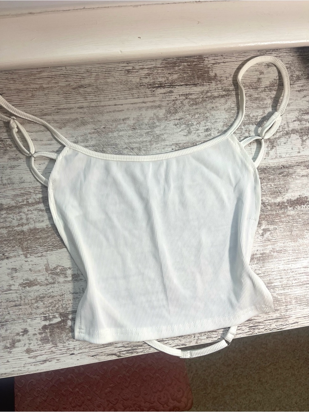 White Ribbed Strappy Cami Top - Open Back Women’s Tank